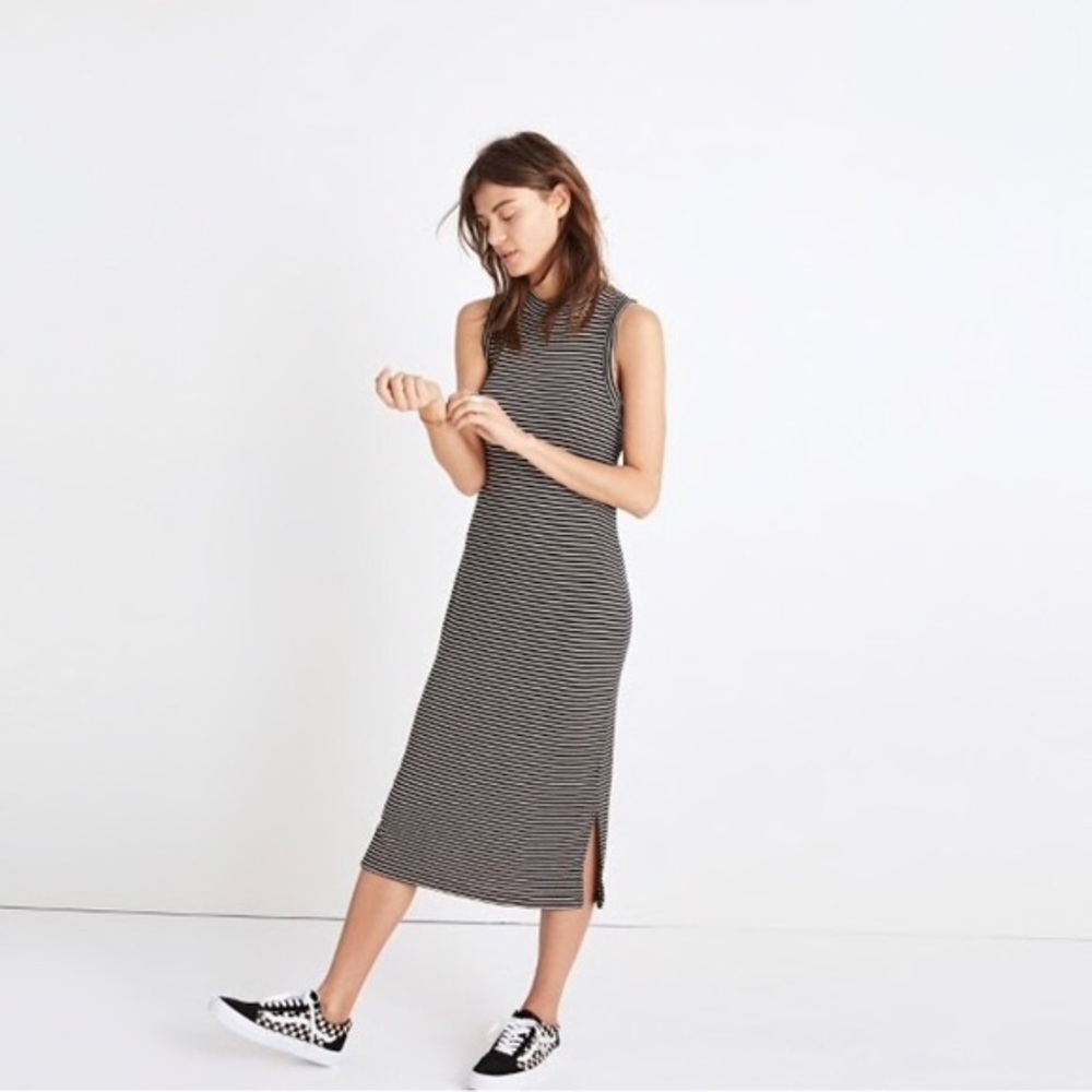 NWOT MADEWELL Mock Neck Stripe Dress
